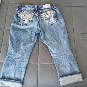 Miss Me Stylish Blue Denim Crop Jeans